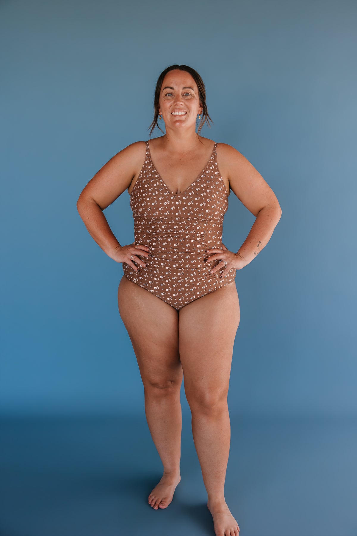 Pre-Order: Ruched One Piece Cocoa Ditzy