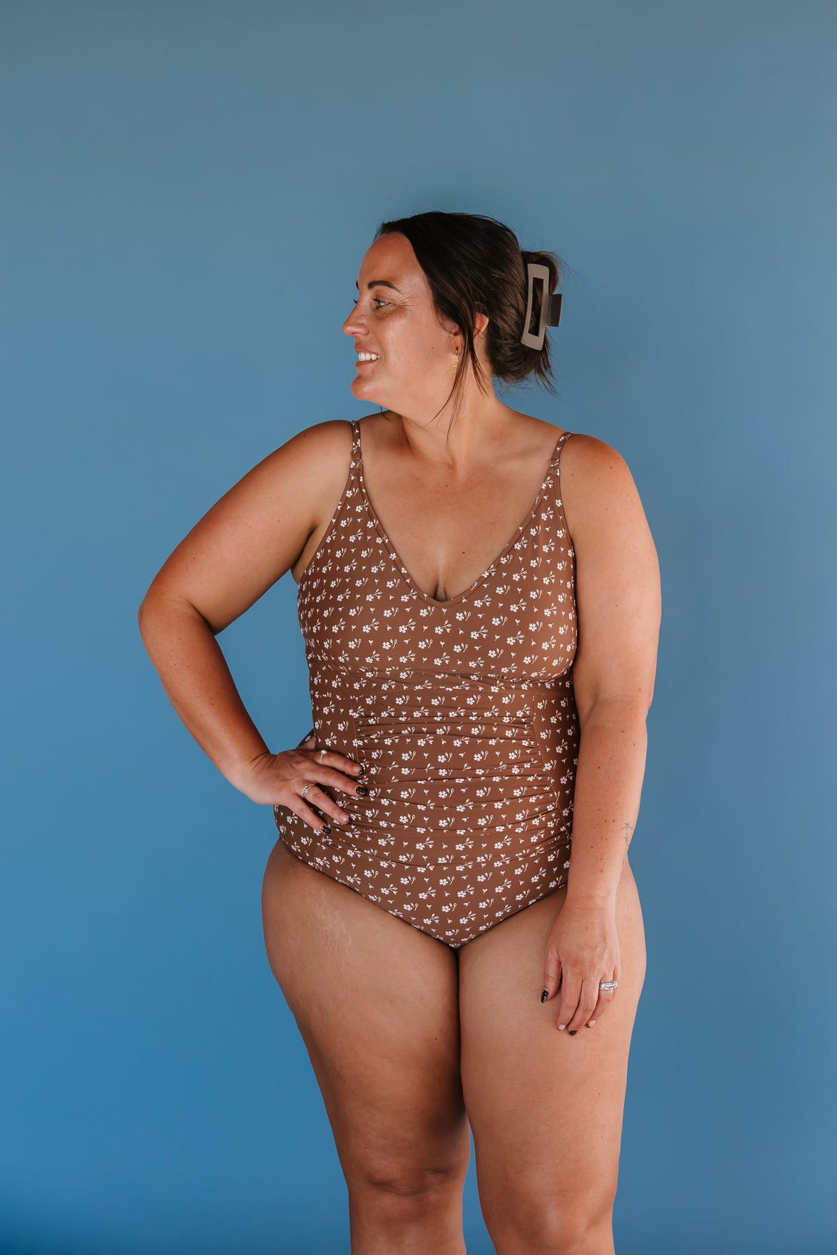 Pre-Order: Ruched One Piece Cocoa Ditzy