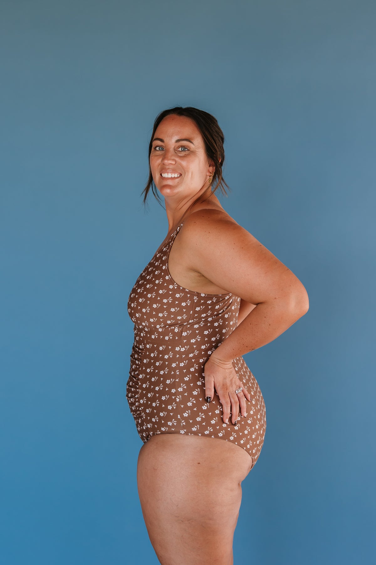 Pre-Order: Ruched One Piece Cocoa Ditzy