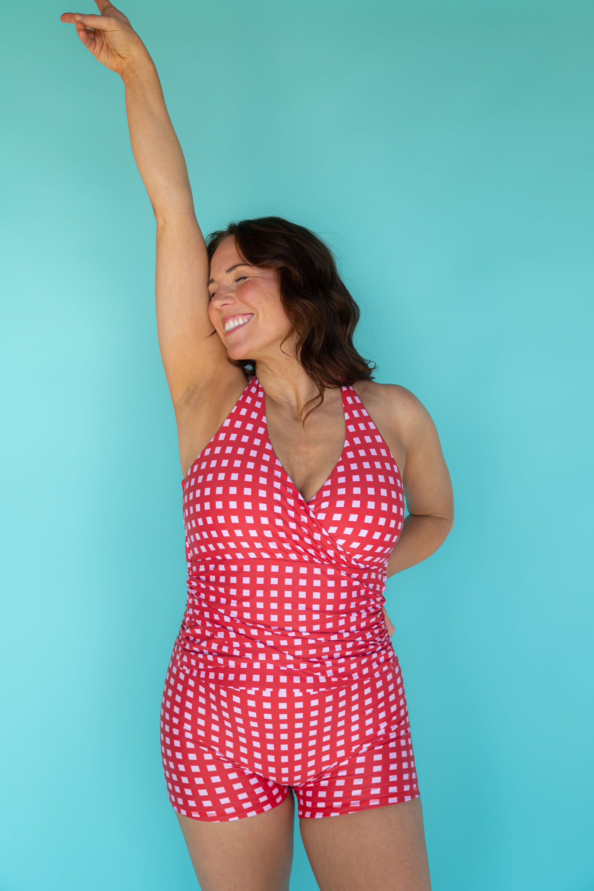 Criss-Cross Halter Top Watermelon Check