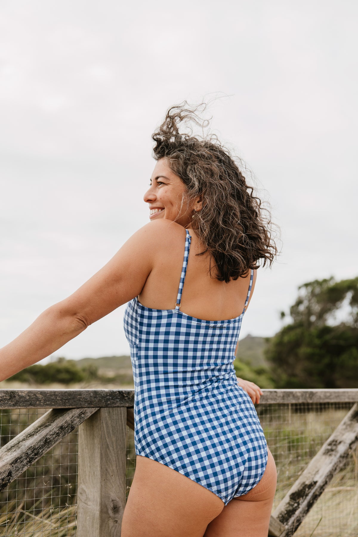 PRE-ORDER: Ruched One Piece Blueberry Check