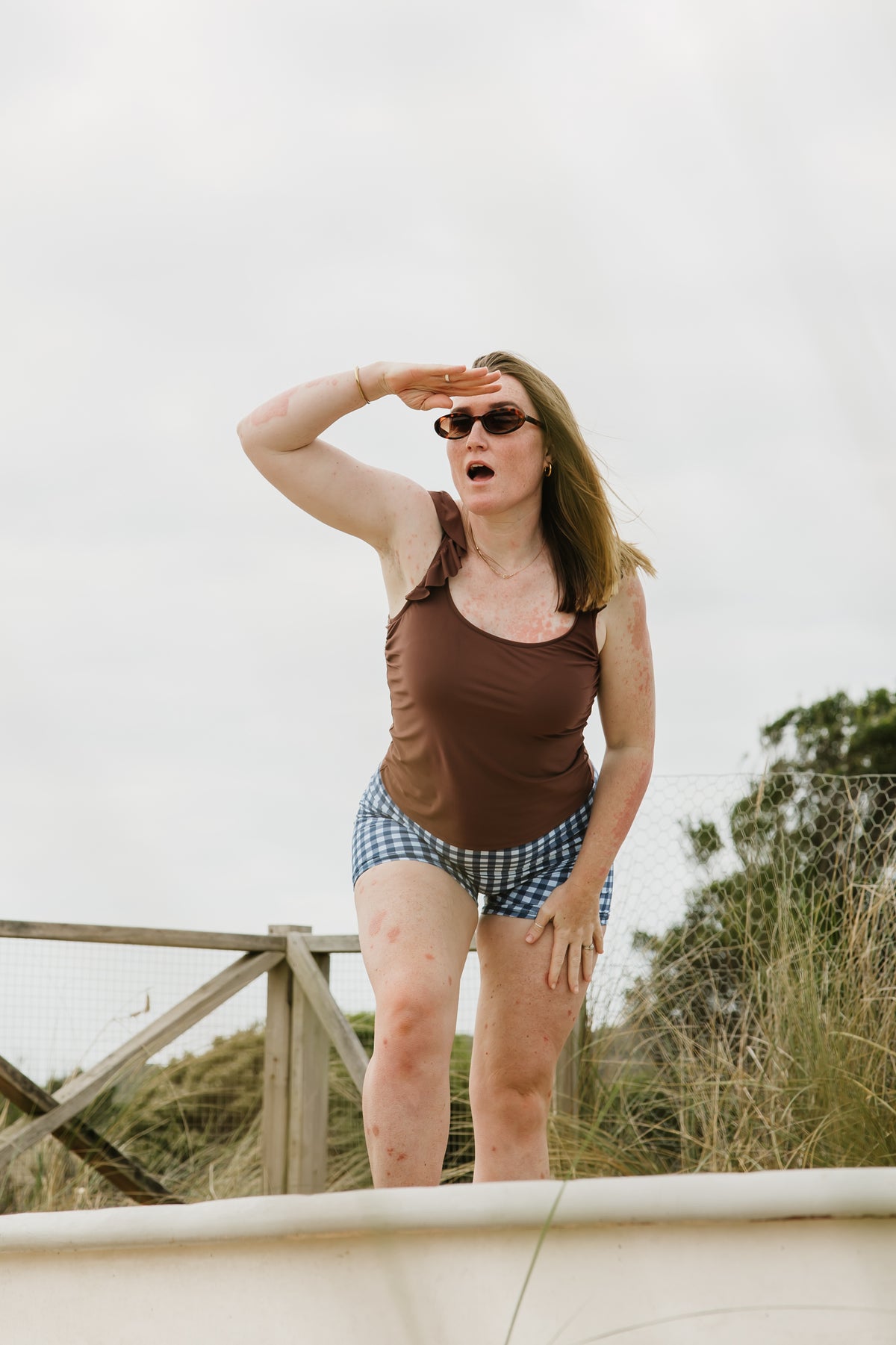 PRE-ORDER: Frill Shoulder Tank Chestnut