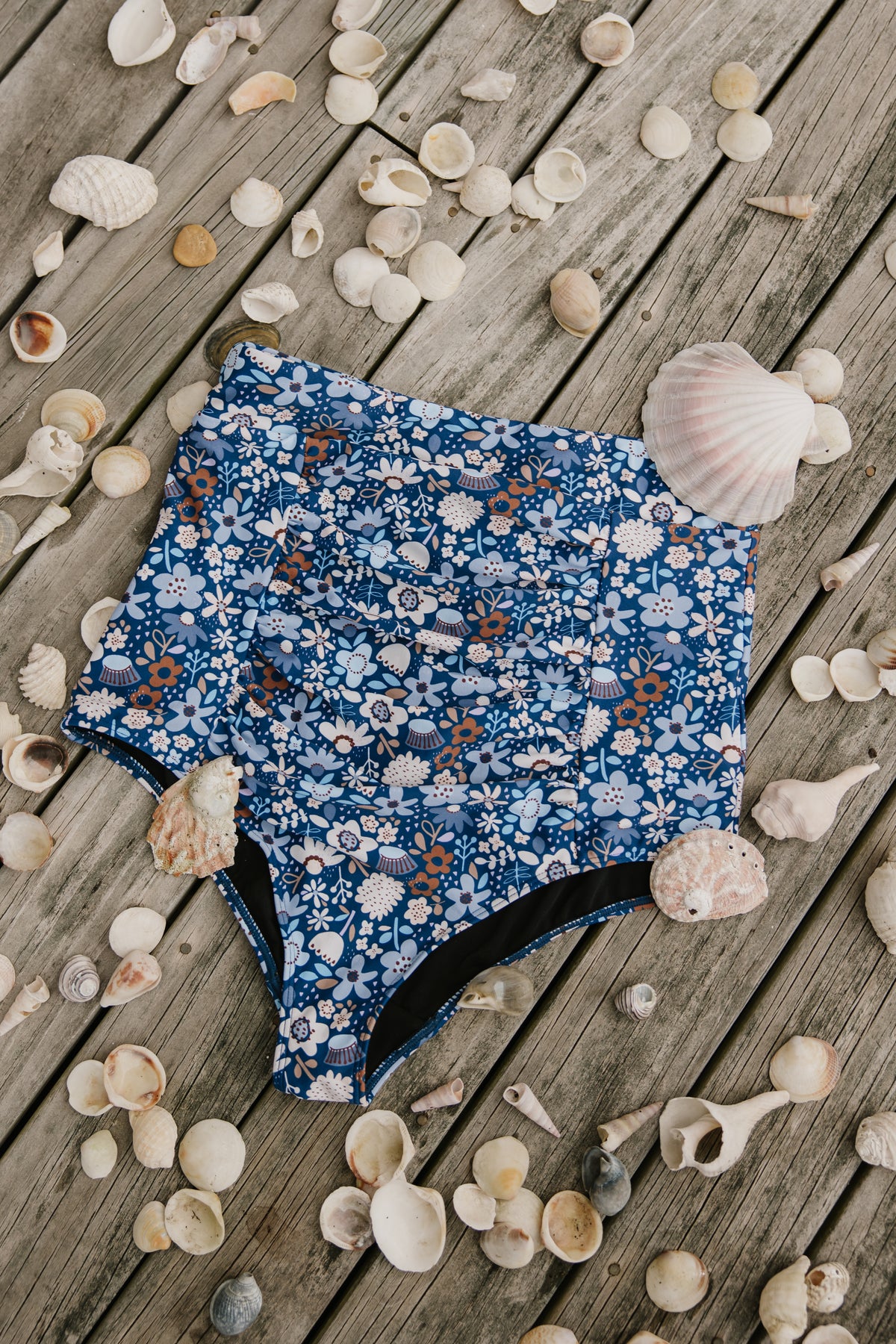 PRE-ORDER: Ruched High Waisted Bottoms Indigo Posy