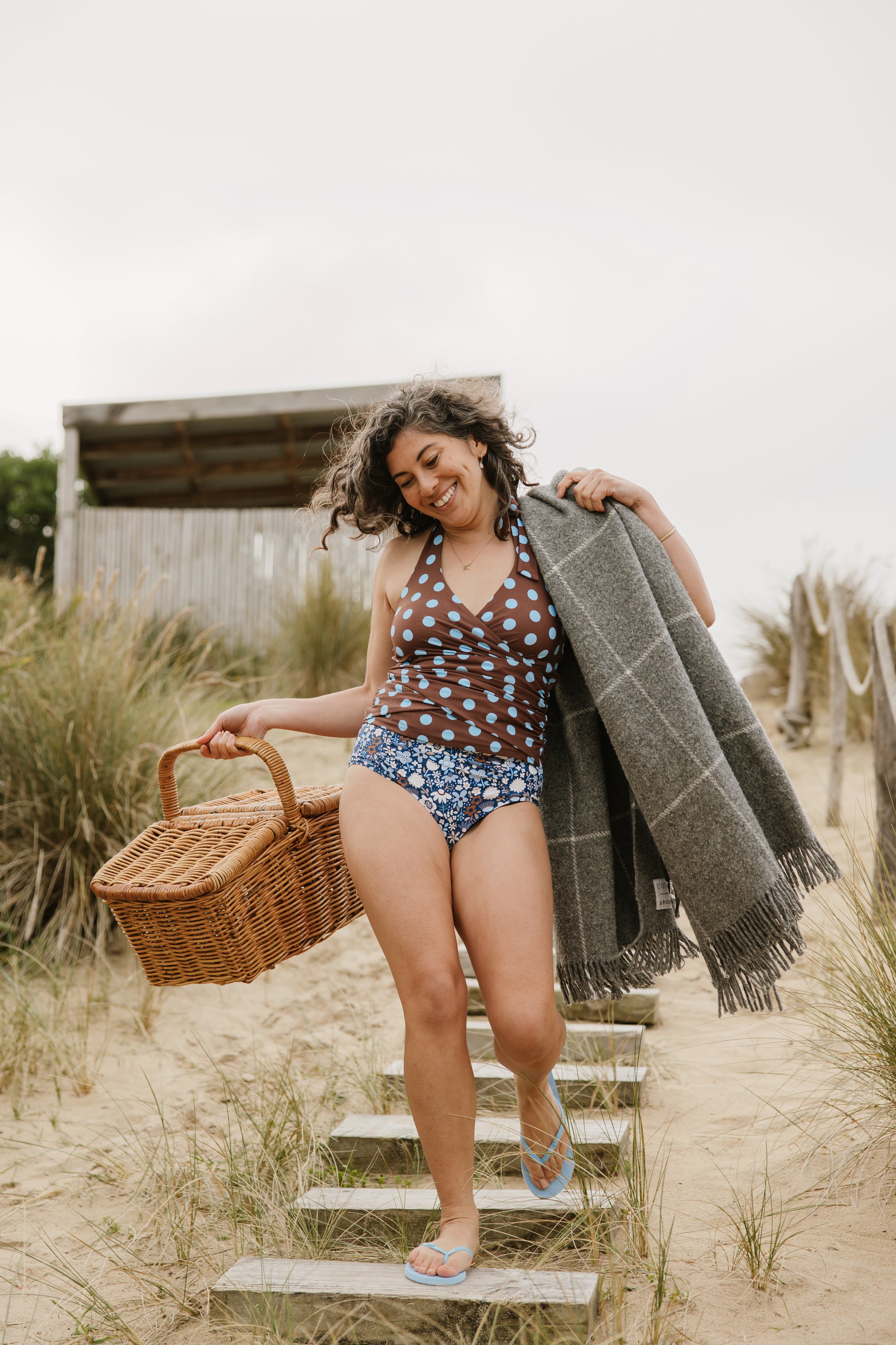 PRE-ORDER: Ruched High Waisted Bottoms Indigo Posy