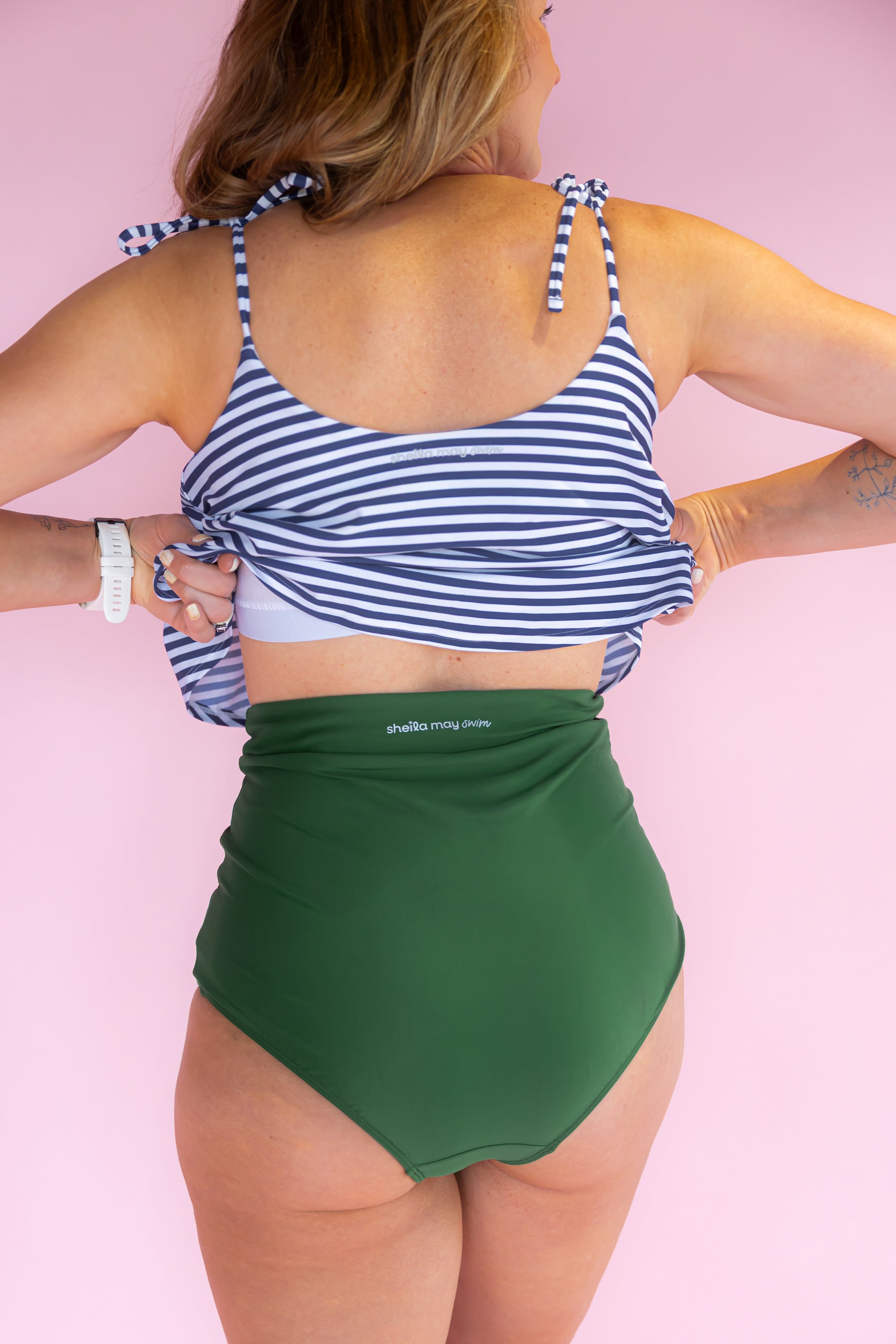 Ruched High Waisted Bottoms Forest