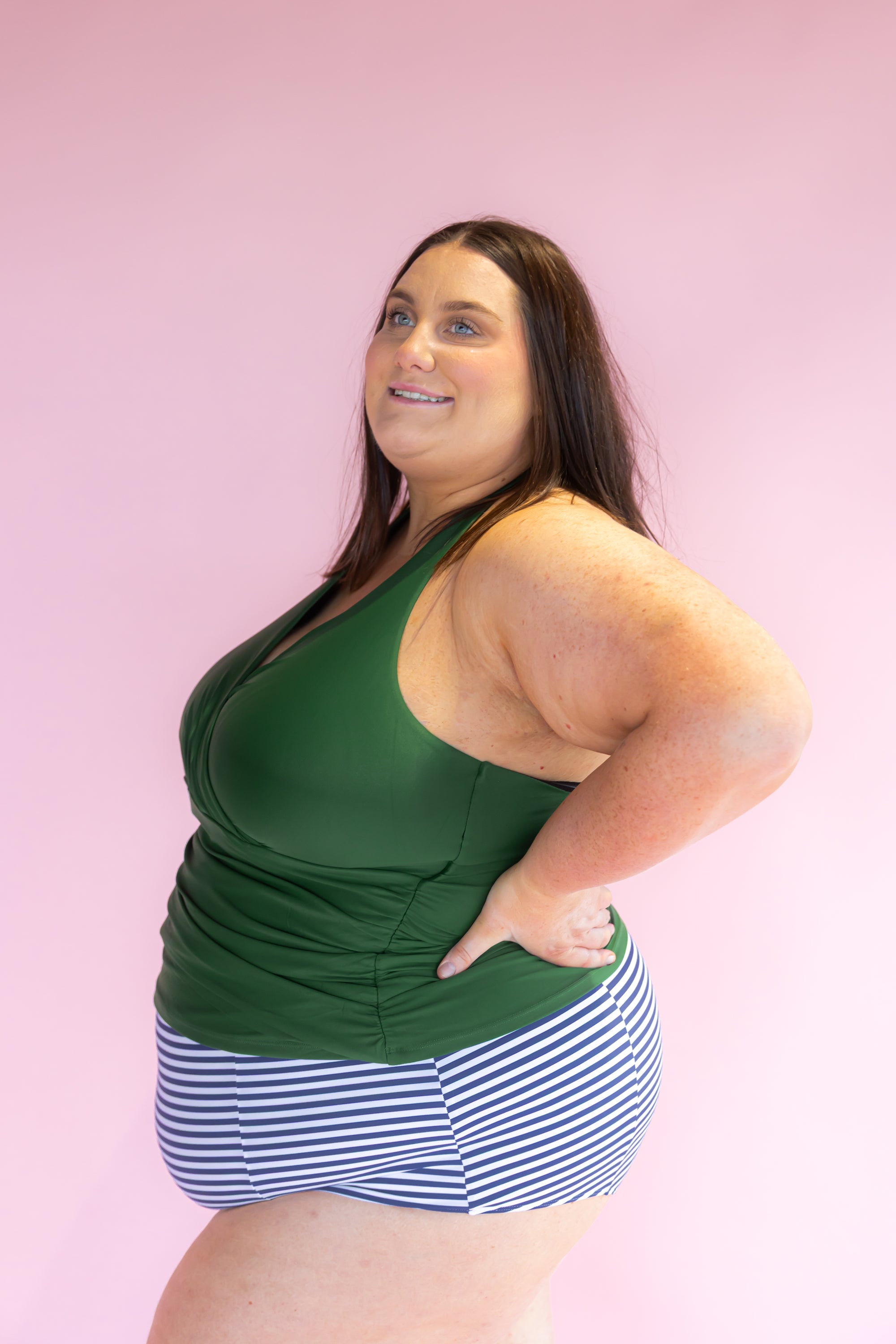 Criss-Cross Halter Top Forest