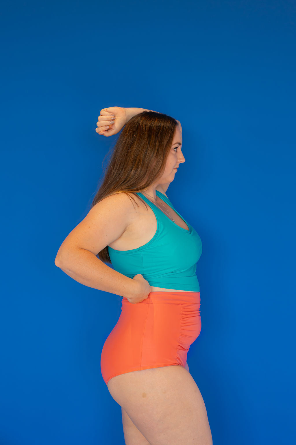Ruched High Waisted Bottoms Coral
