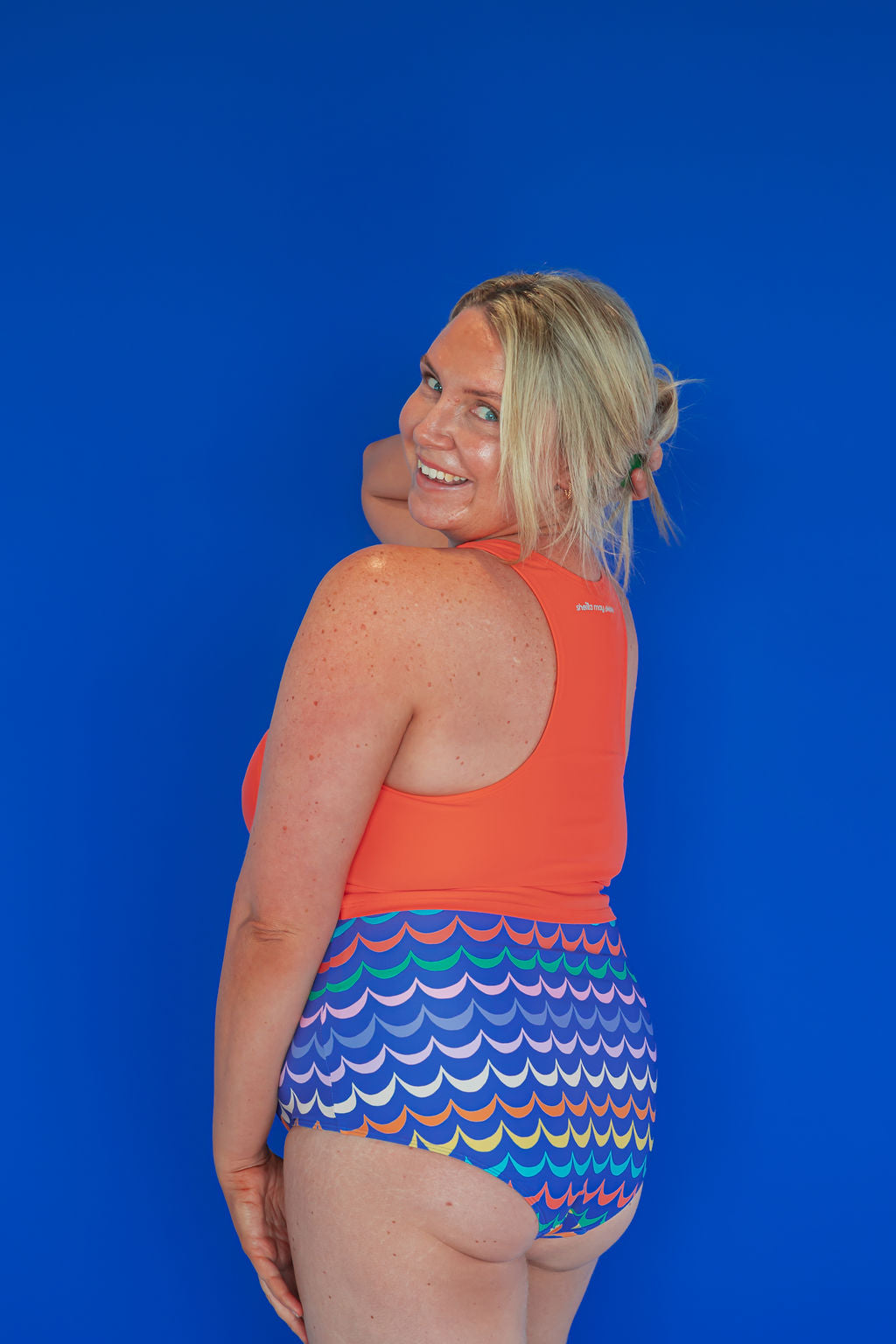 Ruched High Waisted Bottoms Tranquil Seas