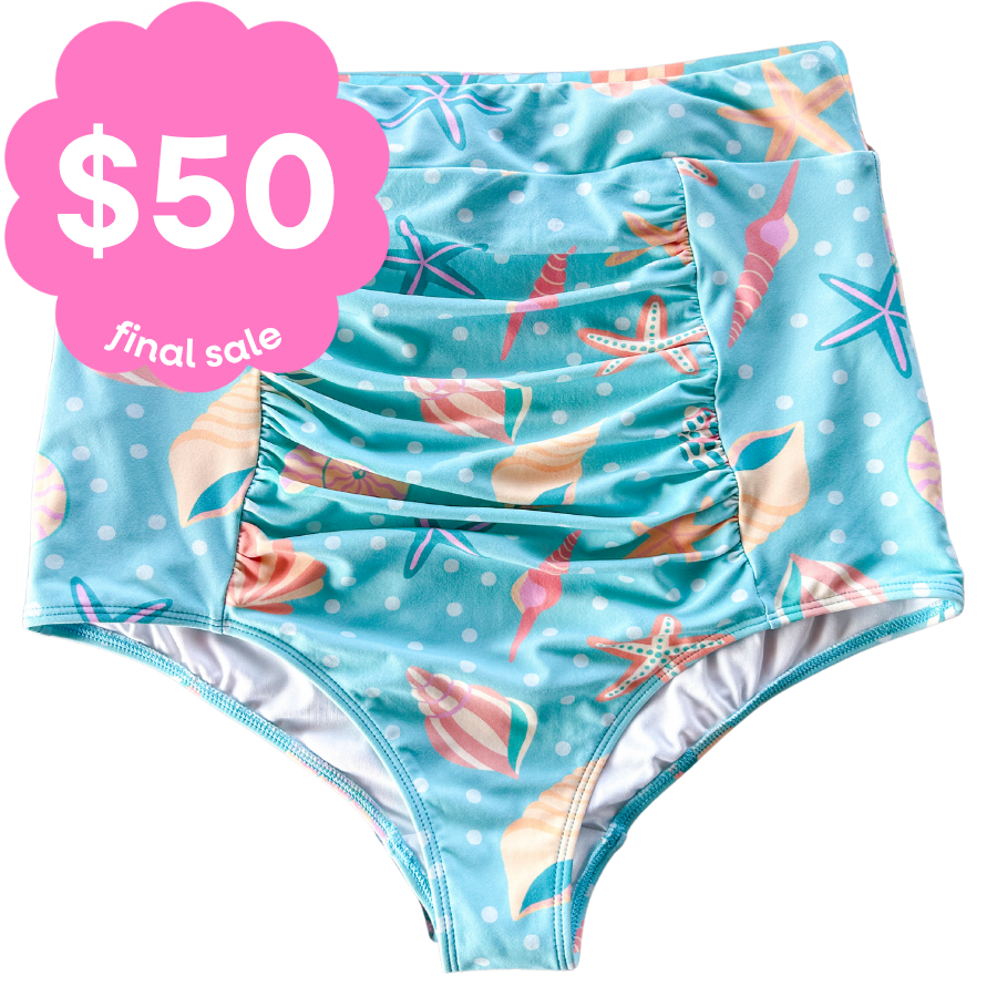 Last Pieces - Ruched High Waisted Bottoms Sea Shells