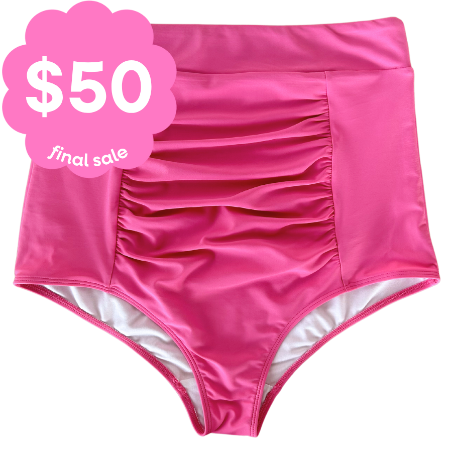 Last Pieces - Ruched High Waisted Bottoms Bubblegum