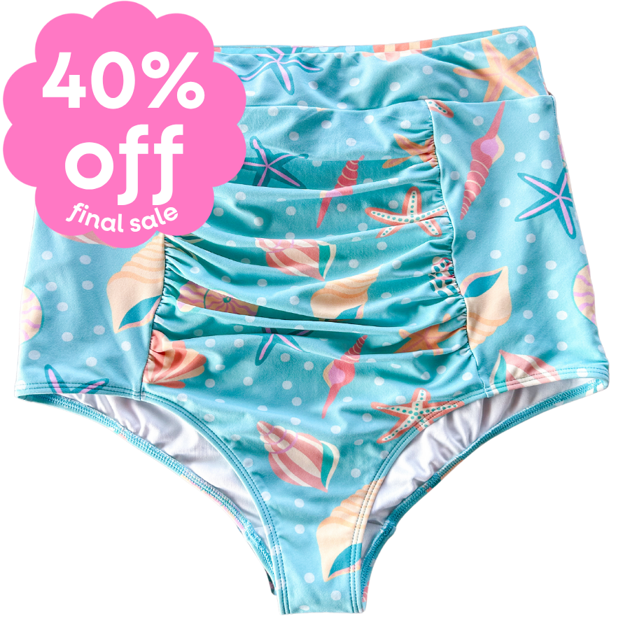 Last Pieces - Ruched High Waisted Bottoms Sea Shells