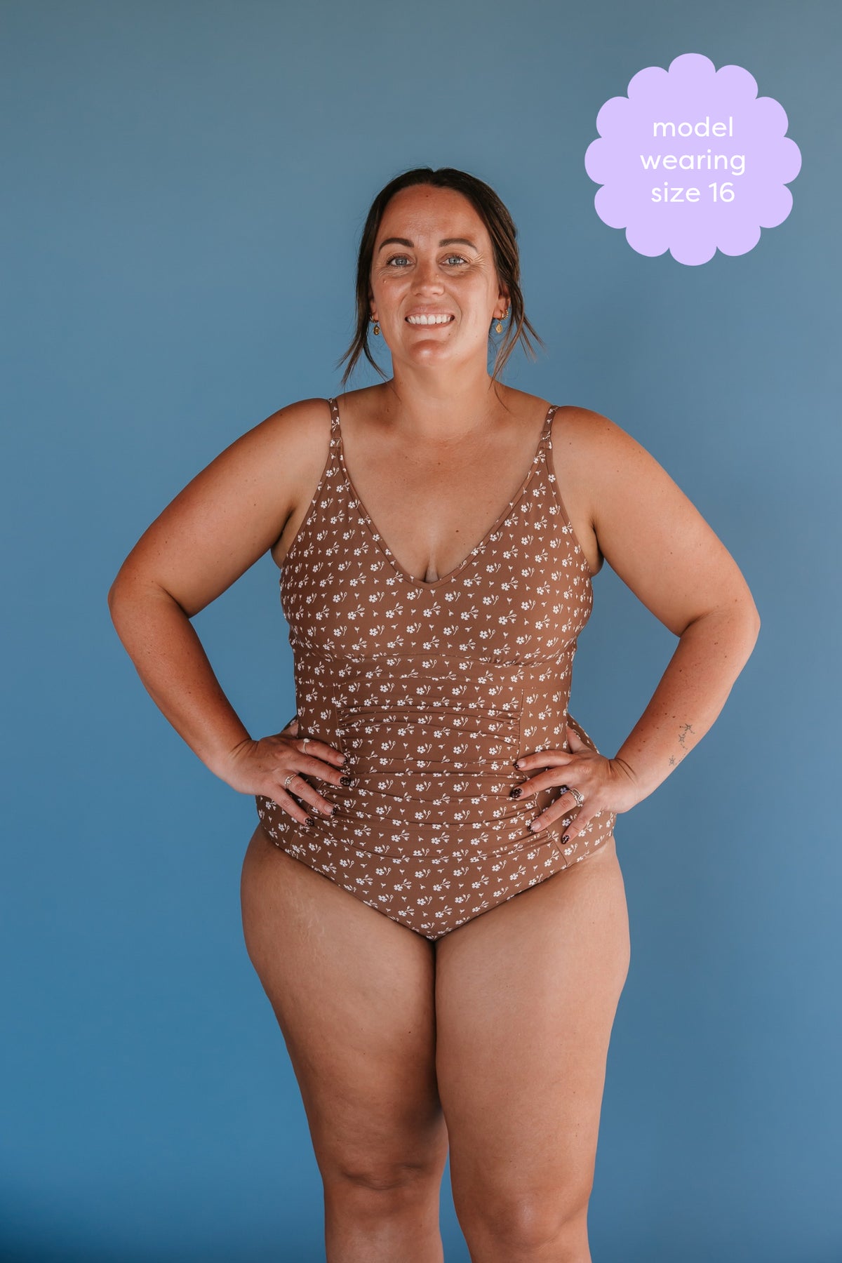 Pre-Order: Ruched One Piece Cocoa Ditzy