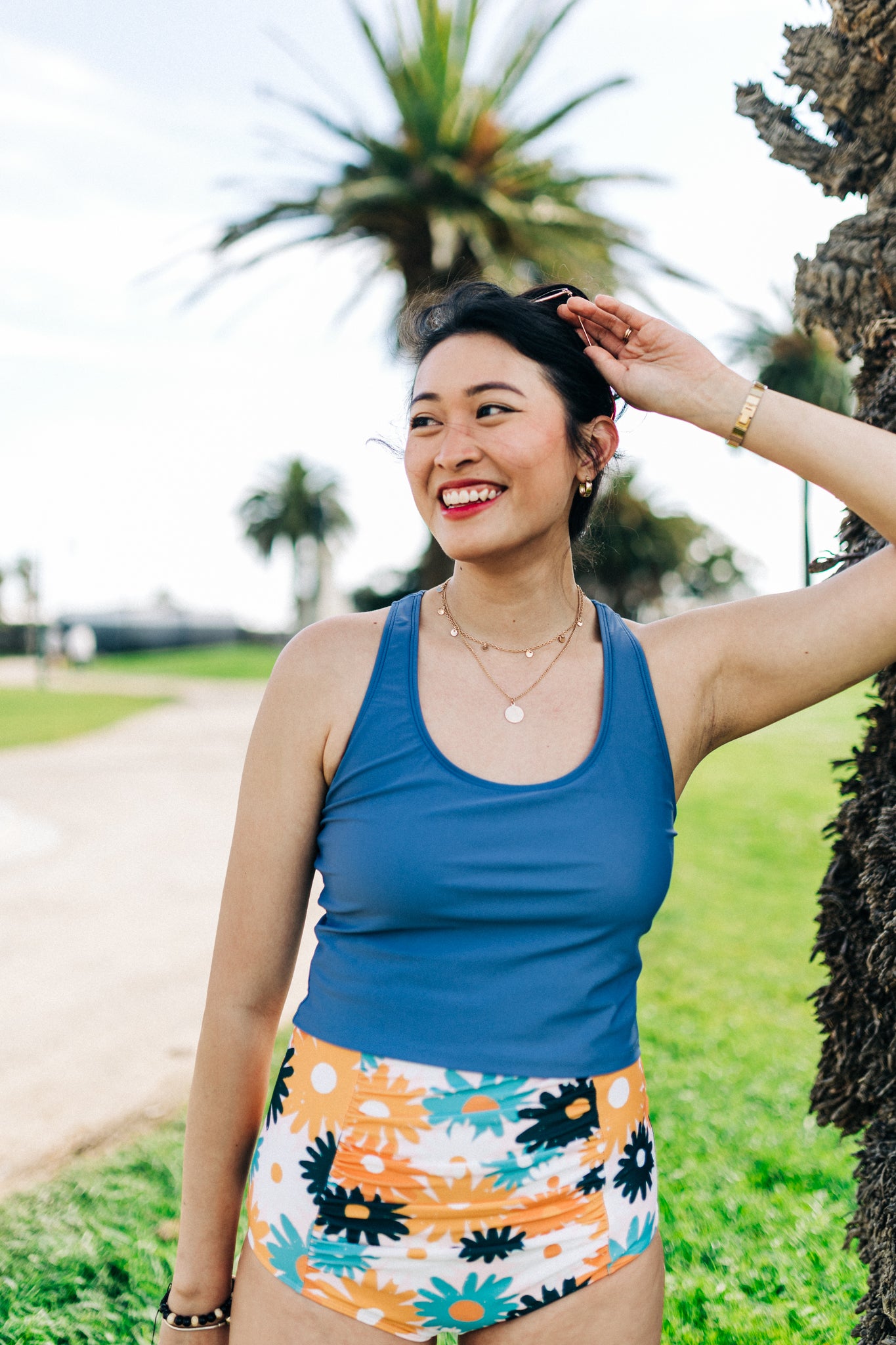 Ruched High Waisted Bottoms Maisy Daisy