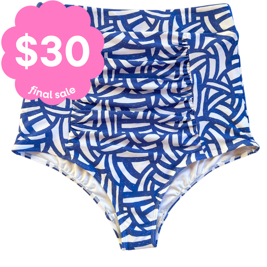 Last Pieces - Ruched High Waisted Bottoms Stripe Delight