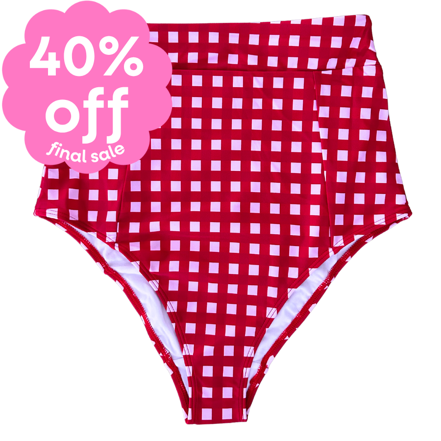 Last Pieces - High Cut Bottoms Watermelon Check